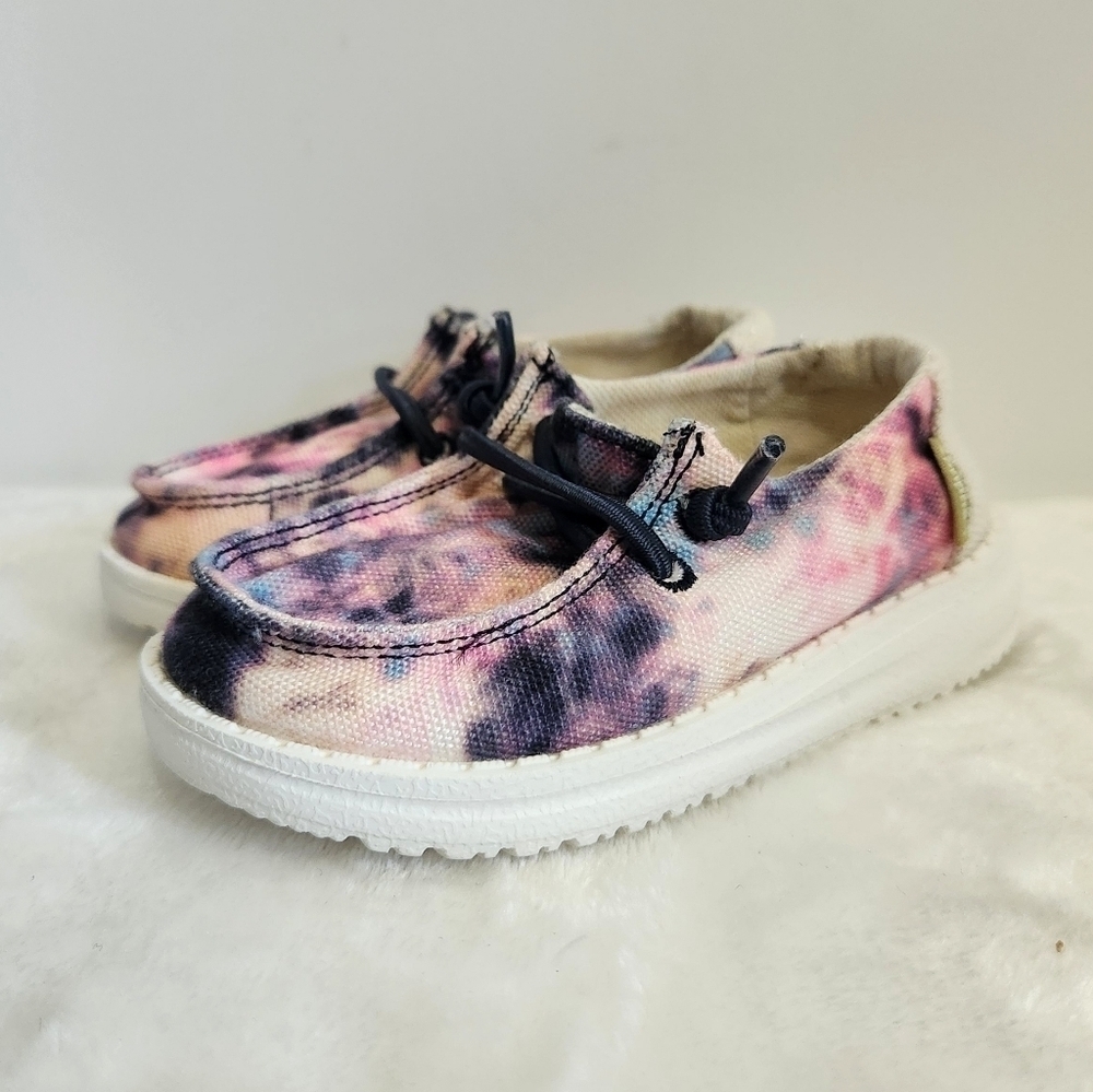 Hey Dude Wendy Toddler Canvas Tie Dye Navy Blue Pink Slip On Shoes Size K6